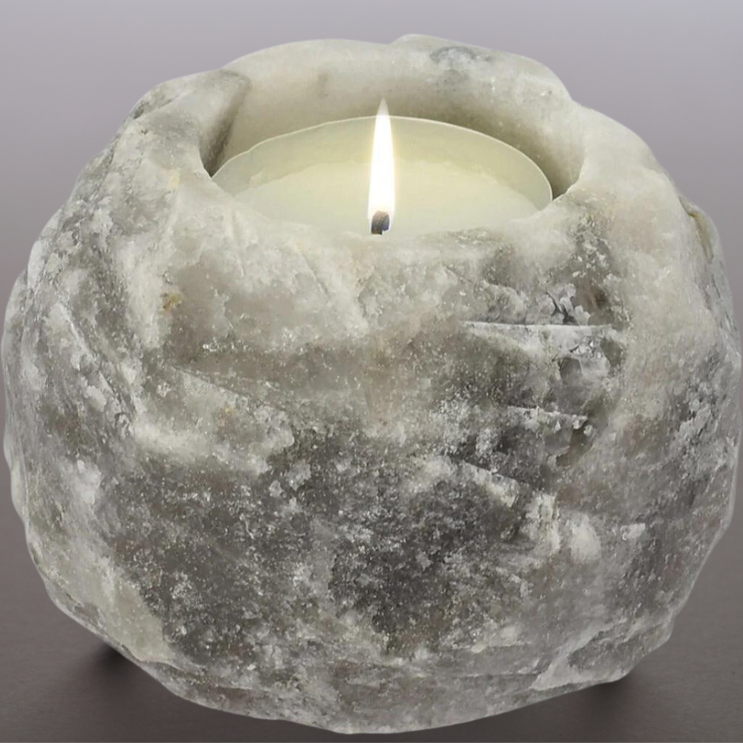 Himalayan Grey Salt Candle Holder