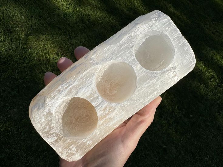 Selenite Candle Holder 3 Holes