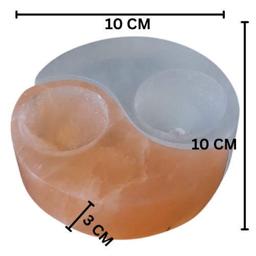 Selenite Natural Candle Holder YinYang
