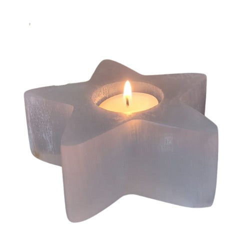 Selenite Tealight Candle Holder - Star