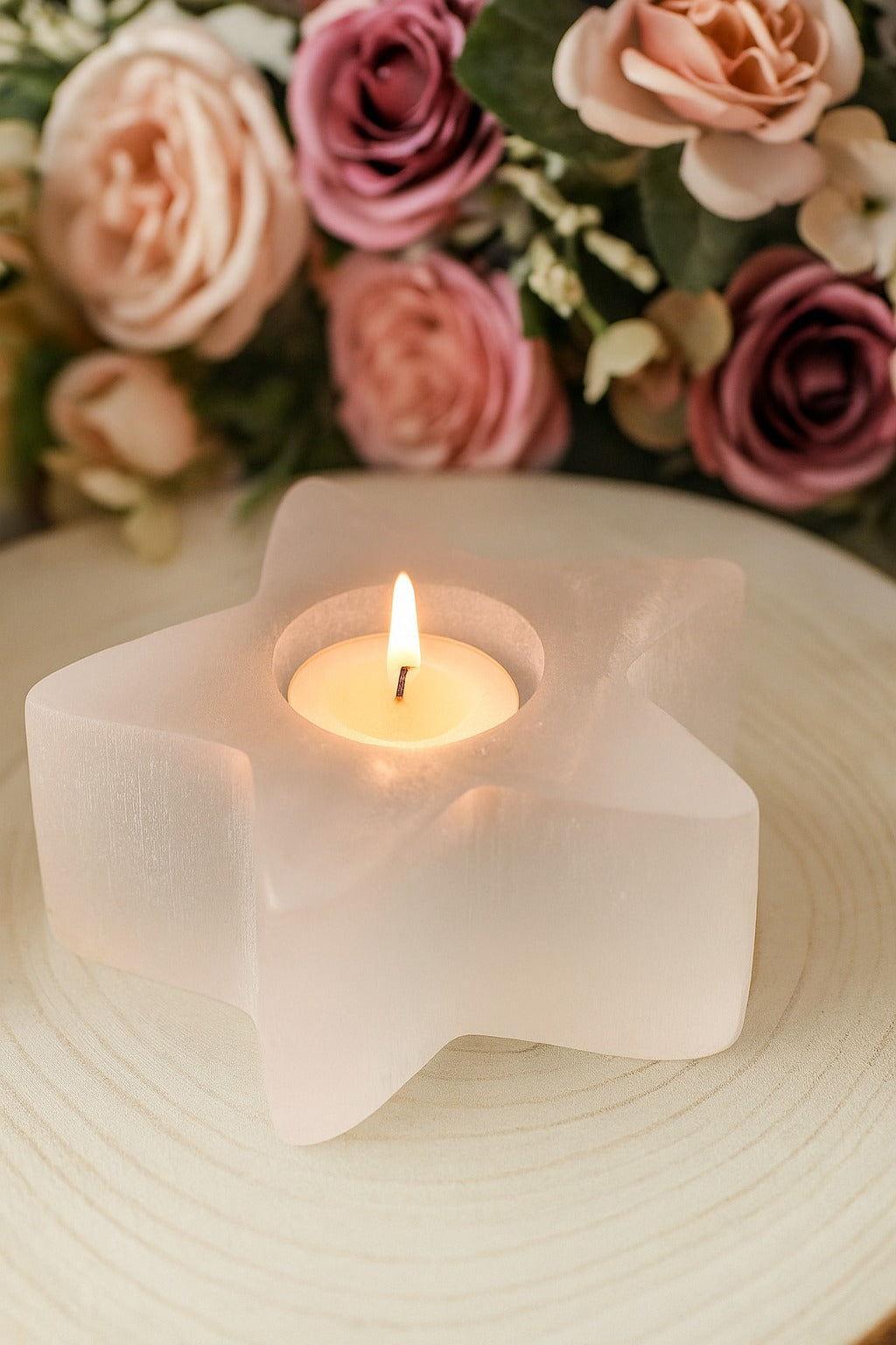 Selenite Star Shape Tealight Holder