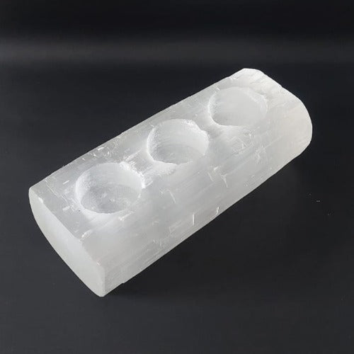 Selenite Candle Holder 3 Holes