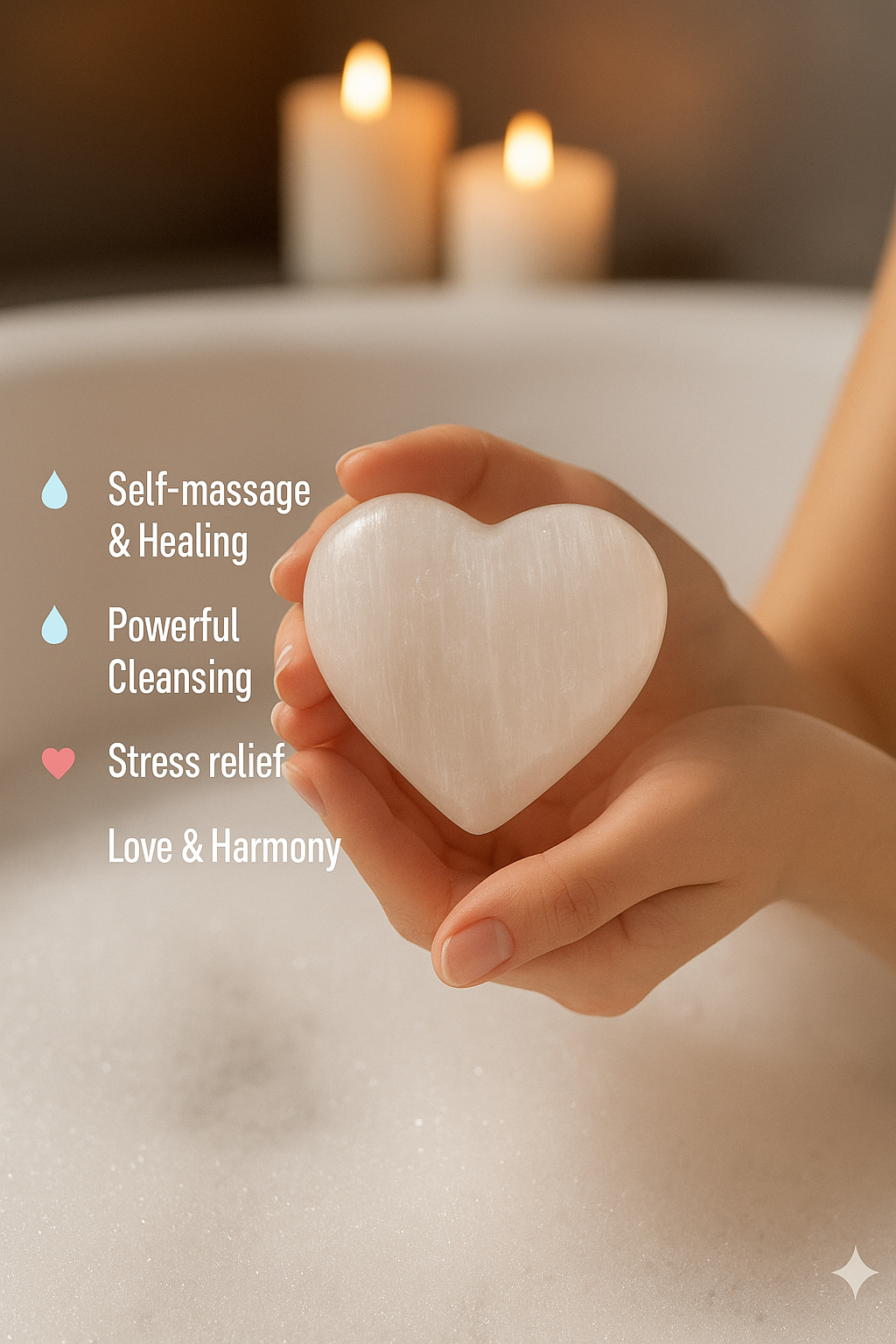 Selenite Massage Stone Heart Shaped