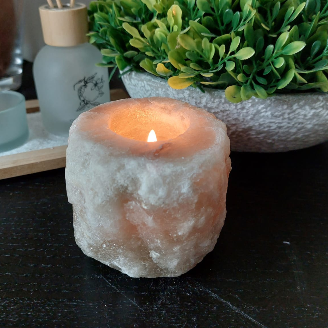 Himalayan Grey Salt Candle Holder