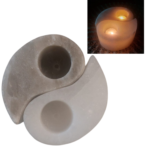 Ying Yang Shaped Himalayan Salt Tealight Holder