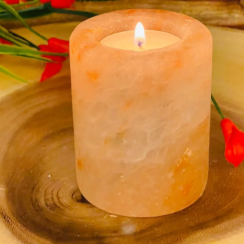 Cylinder Shape Himalayan Salt Tealight Holder