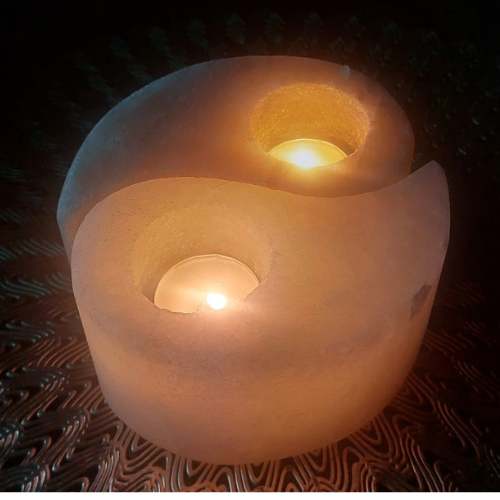 Ying Yang Shaped Himalayan Salt Tealight Holder