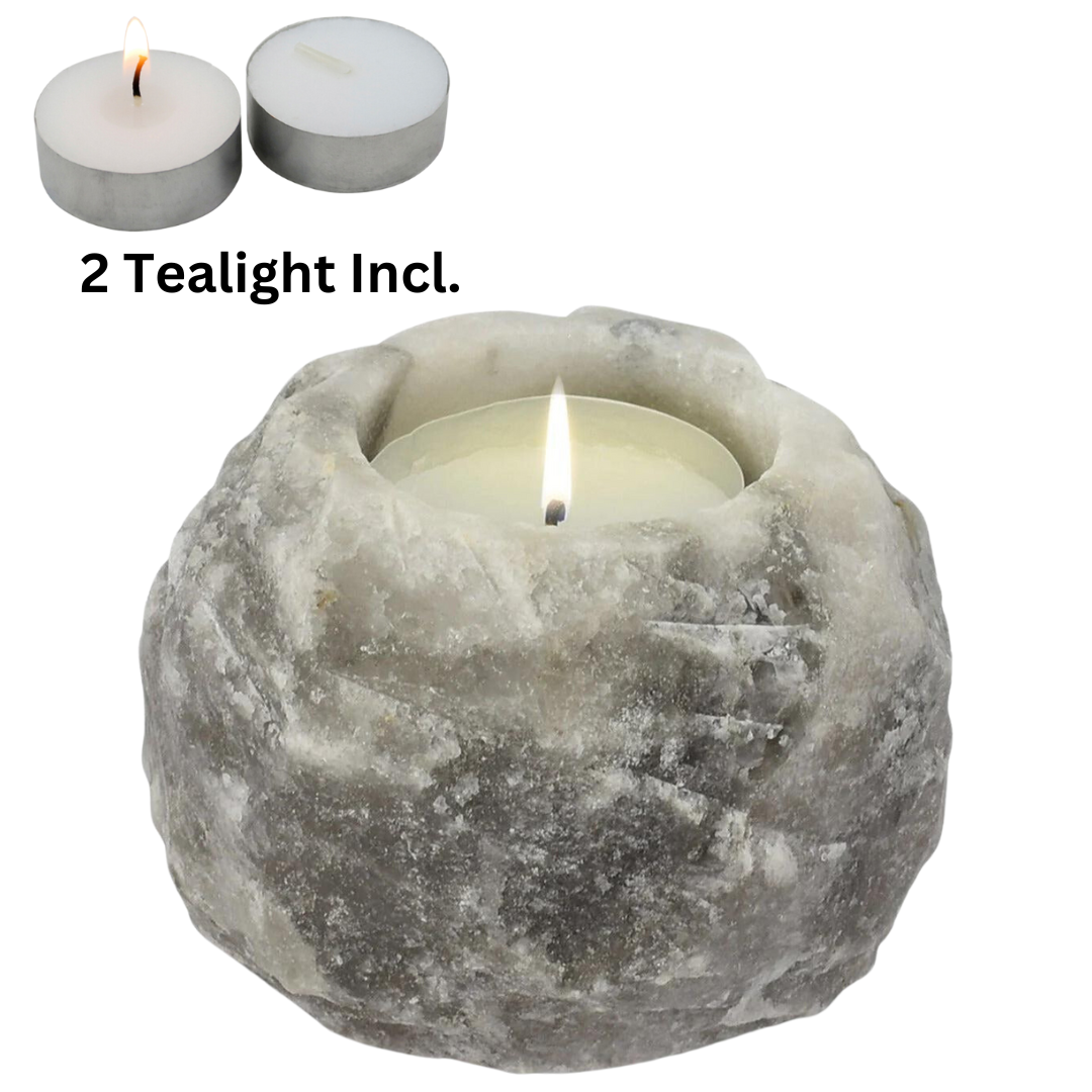 Himalayan Grey Salt Candle Holder