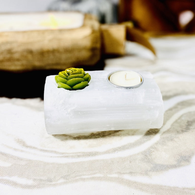 Selenite Natural Candle Holder 2 Holes