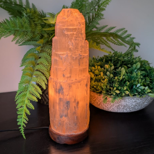 Selenite Crystal Tower Lamp - XL Large