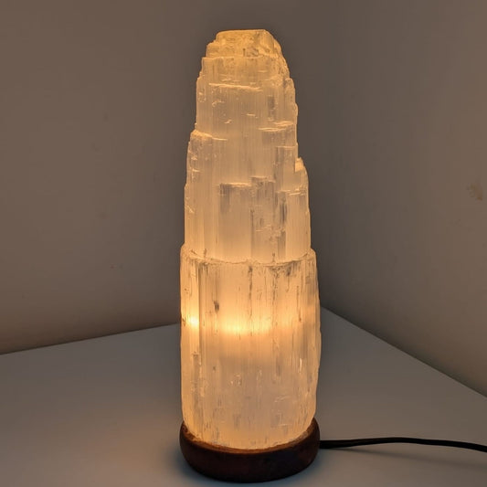 Selenite Crystal Tower Lamp - XL Large