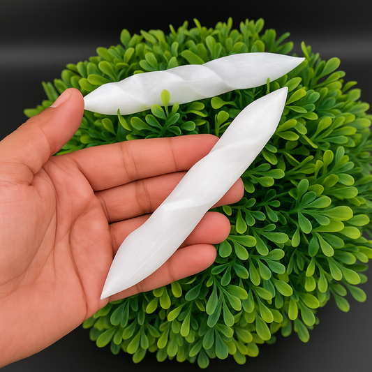 Selenite Wand Massage Stone - Spiral Double