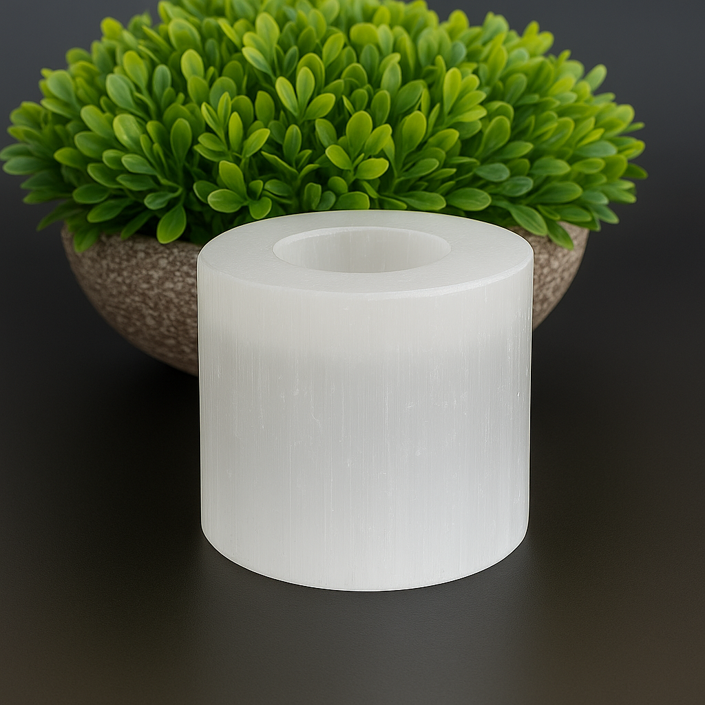 Selenite Tealight Candle Holder - Cylinder