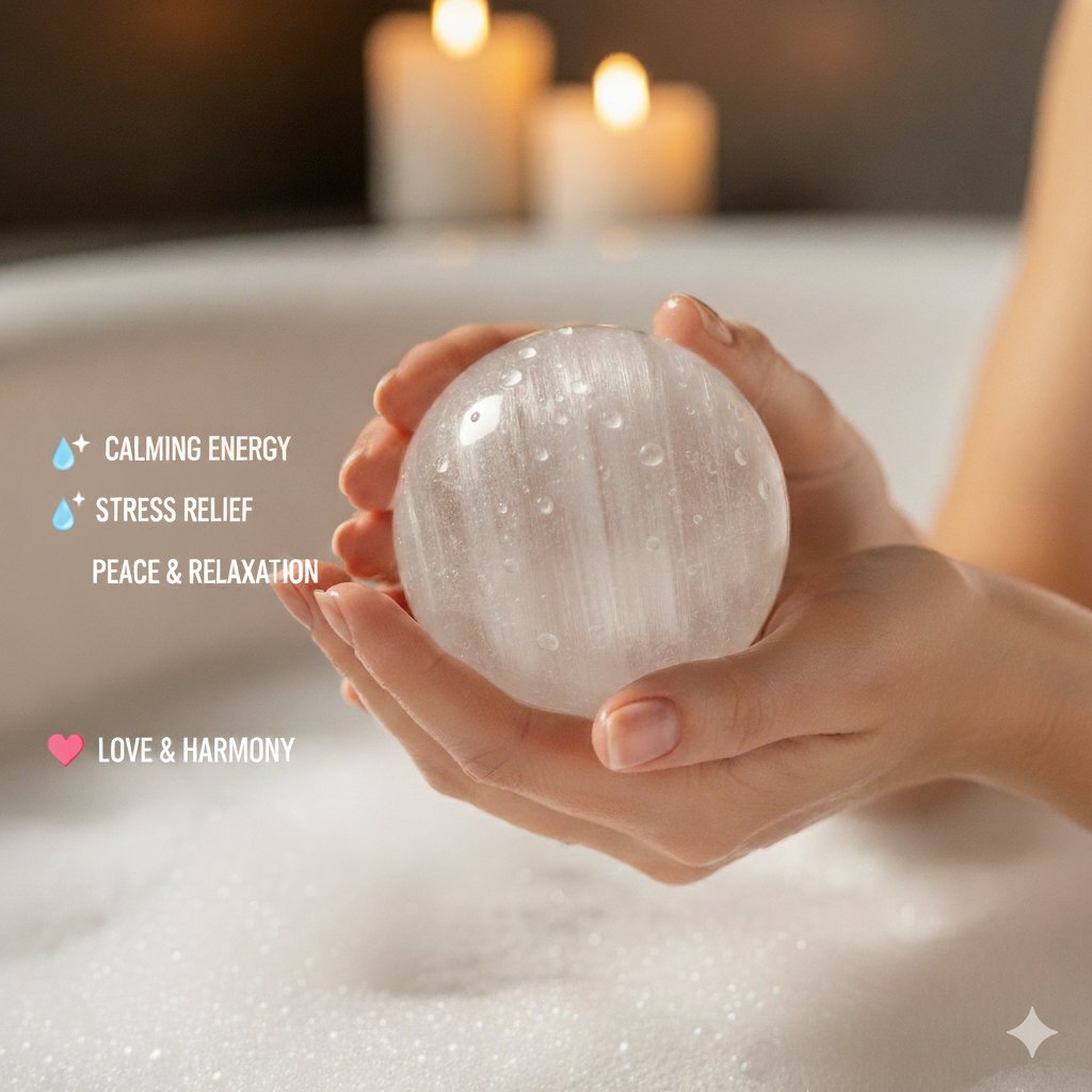 Selenite Massage Stone Sphere Shaped