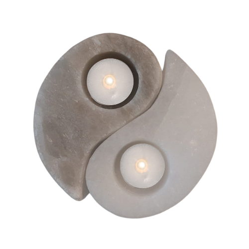Ying Yang Shaped Himalayan Salt Tealight Holder