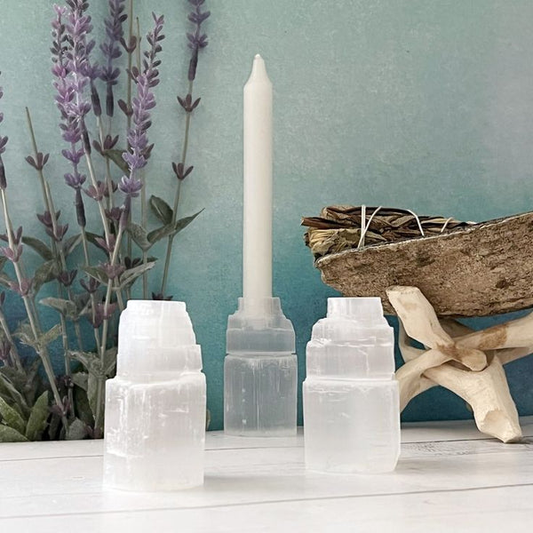 Buy Selenite Candle Holders UK  Moon, Tower & More Shapes Online