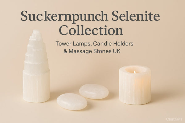 Suckernpunch Selenite Collection | Tower Lamps, Candle Holders & Massage Stones UK