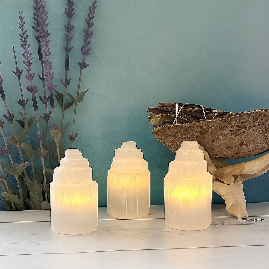 Selenite Tower Lamps