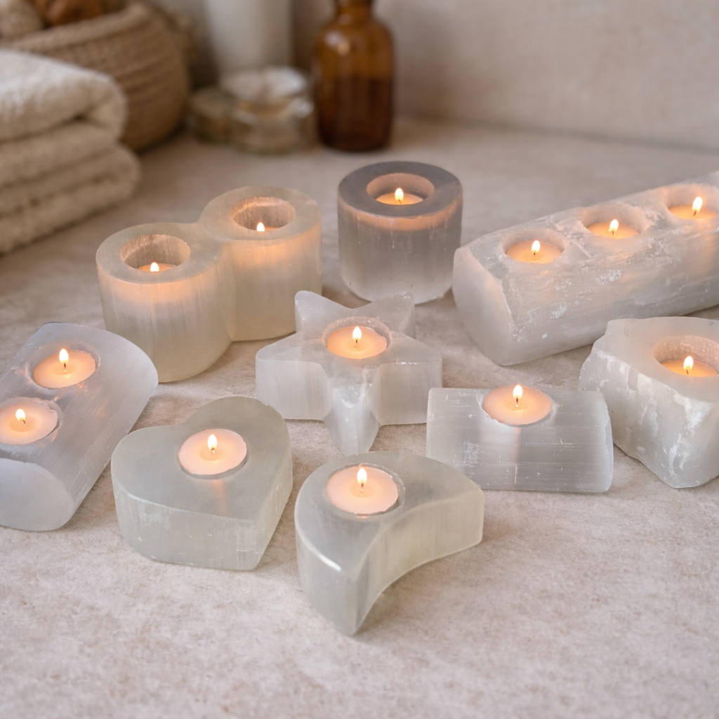 Selenite Tealight Candle Holders