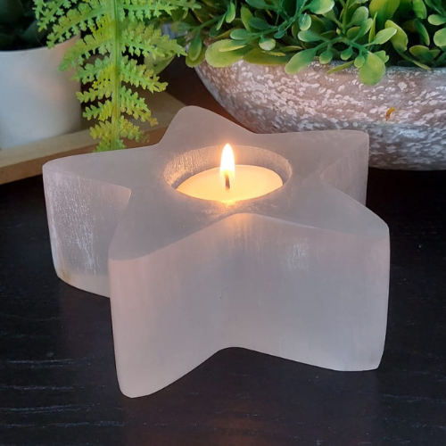 Selenite Tealight Holder – Star Shaped