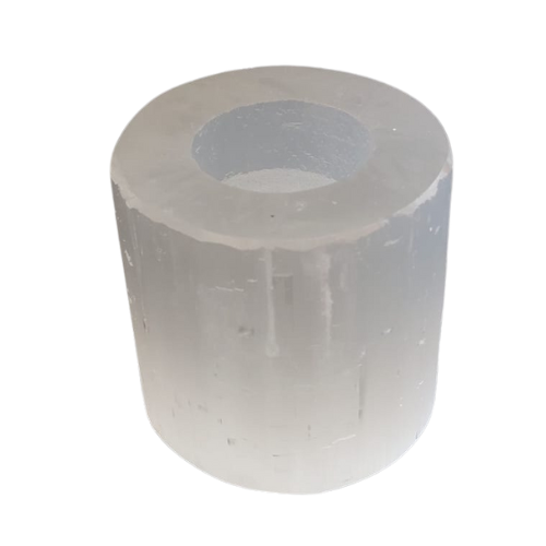 Selenite Tealight Candle Holder - Cylinder