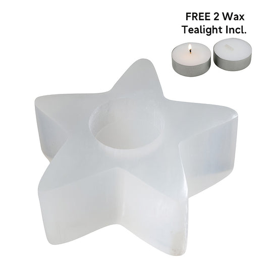 Selenite Tealight Holder Star Shape