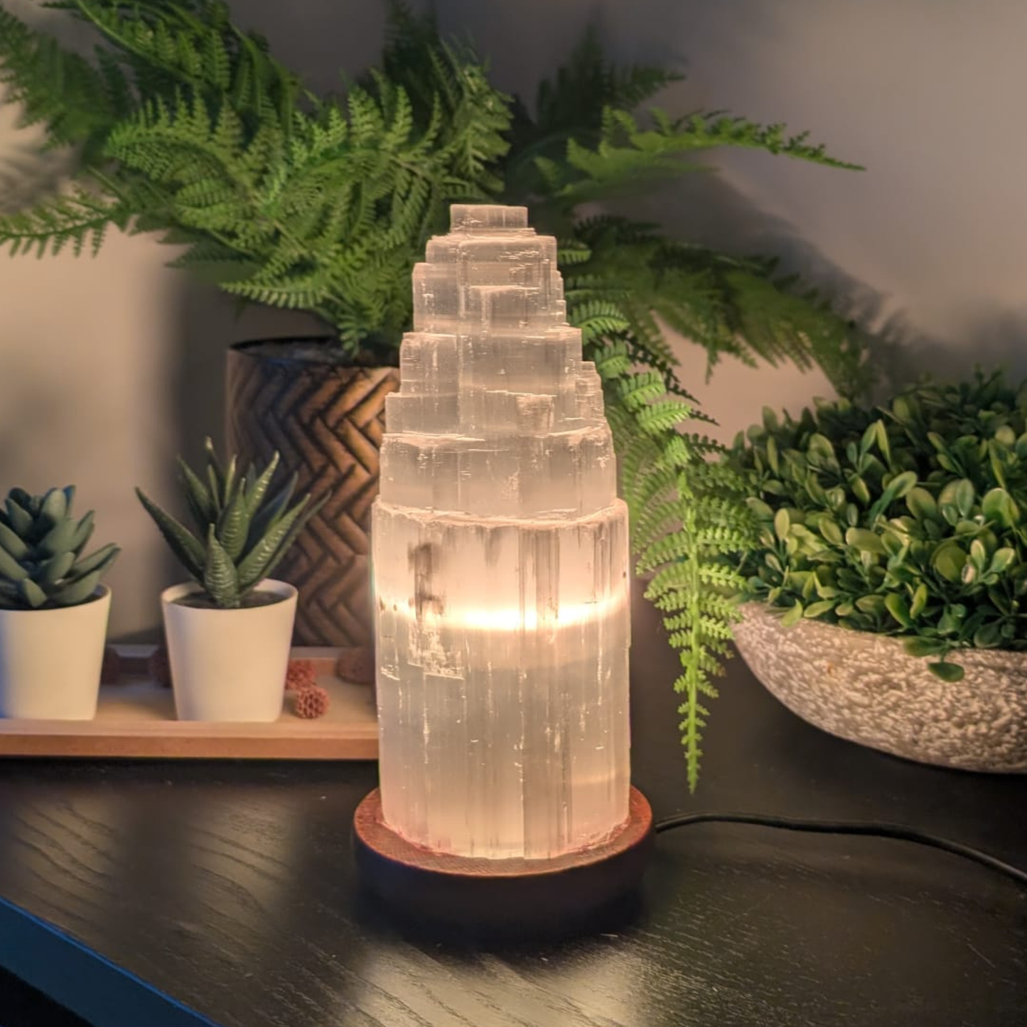Selenite Tower Lamp - Large