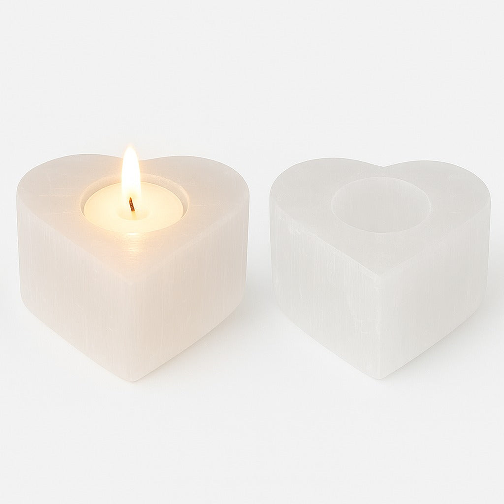 Selenite Tealight Holder Heart Shape