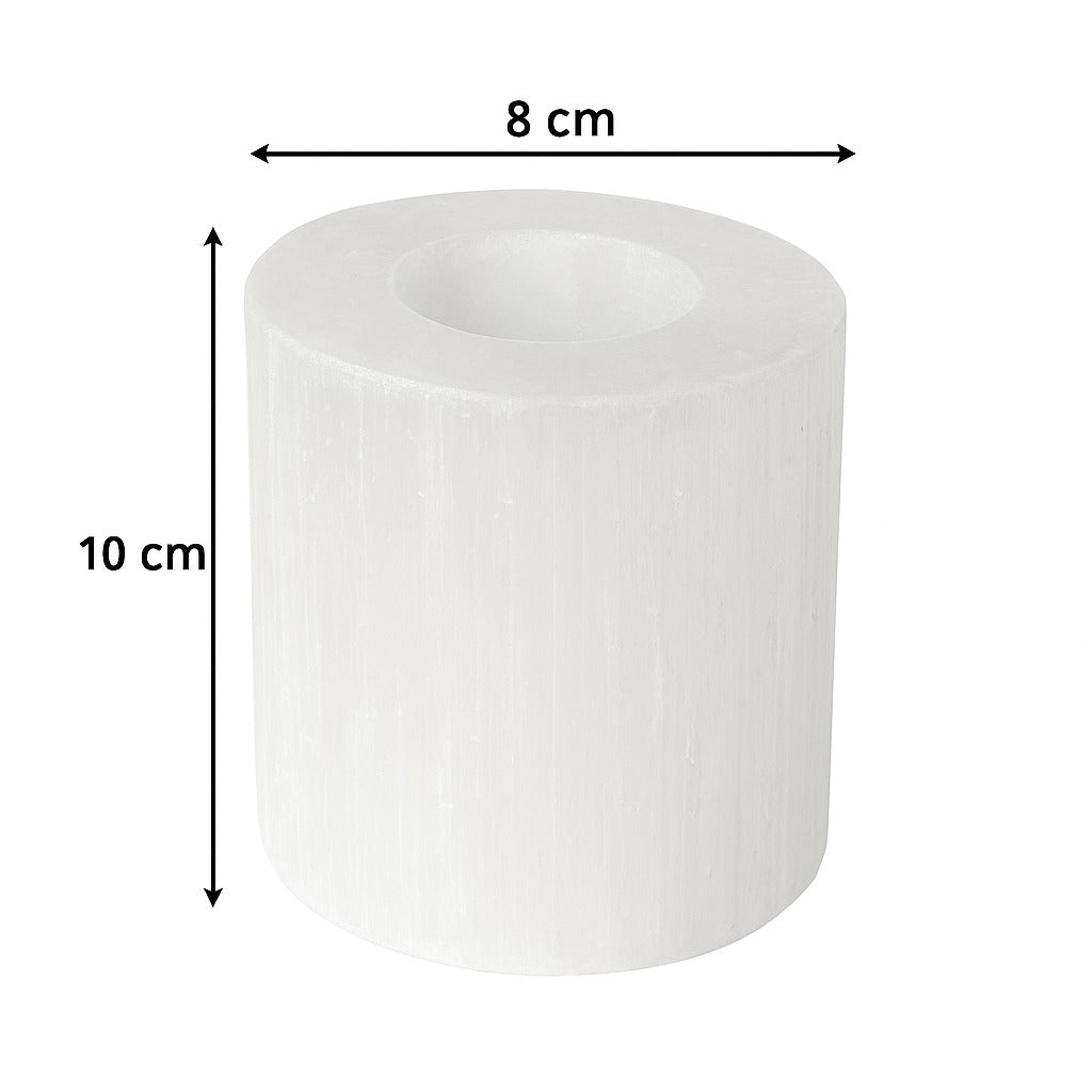 Natural Selenite Cylinder Tealight Holder