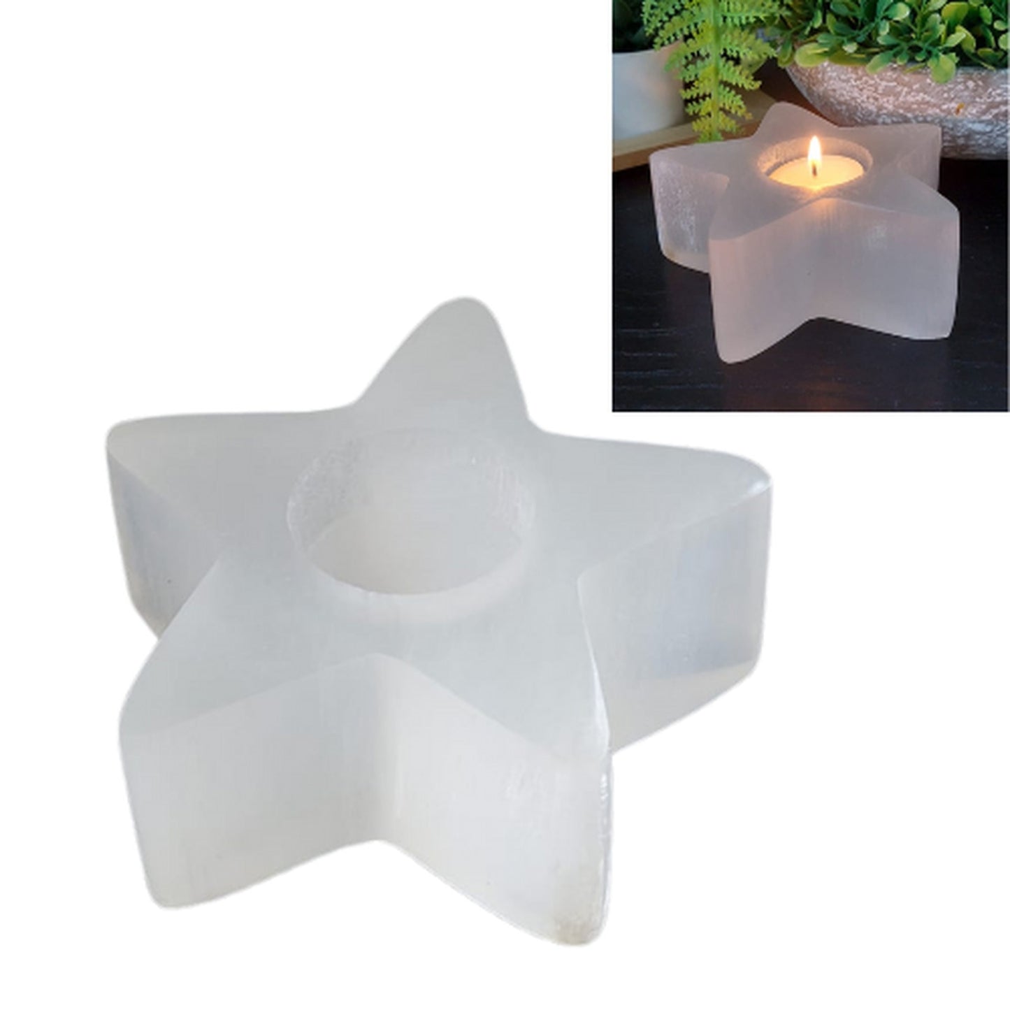 Selenite  Star Shape Tealight Holder