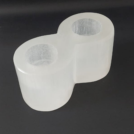2 Holes Selenite Cylinder Tealight Holder