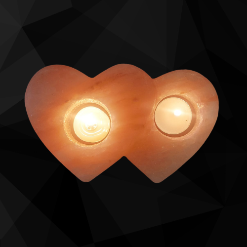 Double Heart Shaped Himalayan Salt Tealight Holder