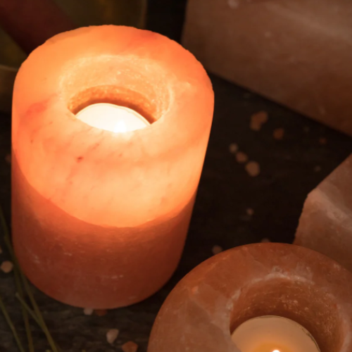 Cylinder Shape Himalayan Salt Tealight Holder
