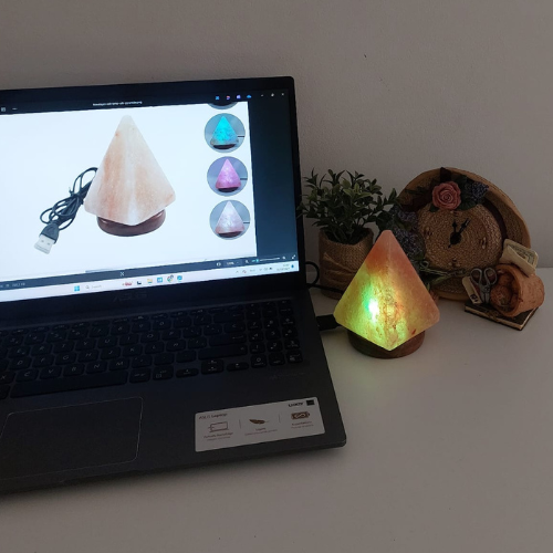 Himalayan Salt Lamp – USB Pyramid with Color Changing LED