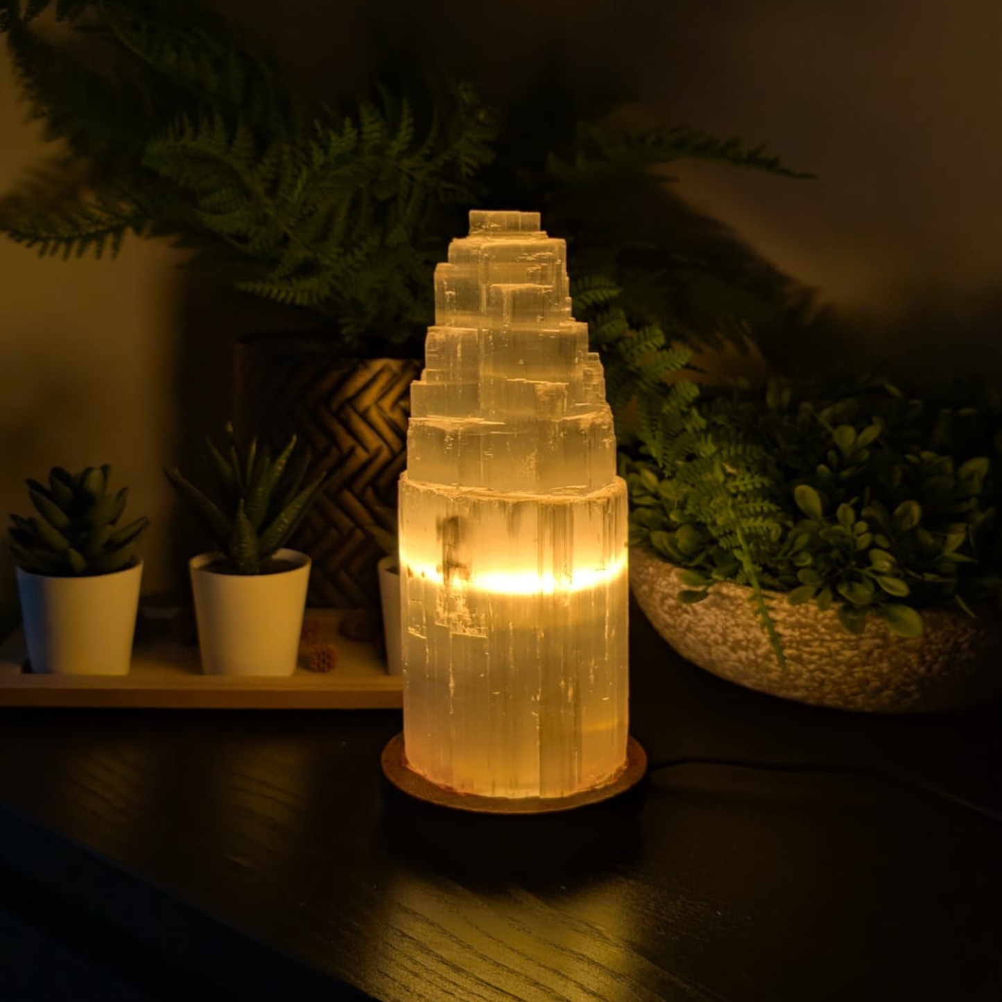 Selenite Tower Lamp - Large