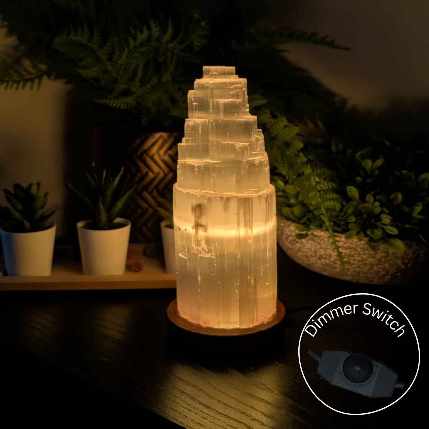 Selenite Tower Lamp - Large