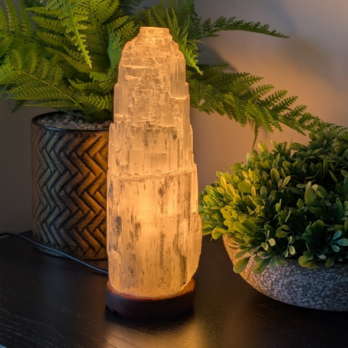 Selenite Tower Lamp - Medium