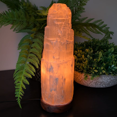 Selenite Crystal Tower Lamp - XL Large