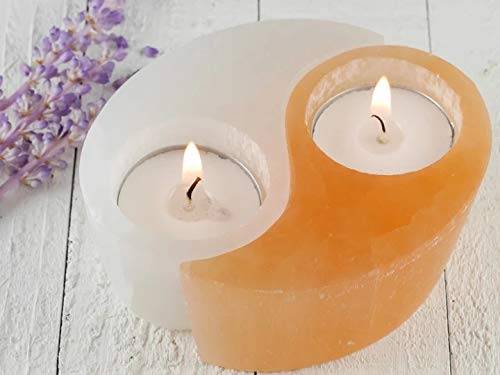 Selenite Natural Candle Holder YinYang