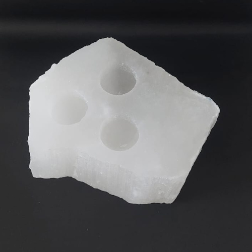 Selenite Tealight Candle Holder 3 Holes