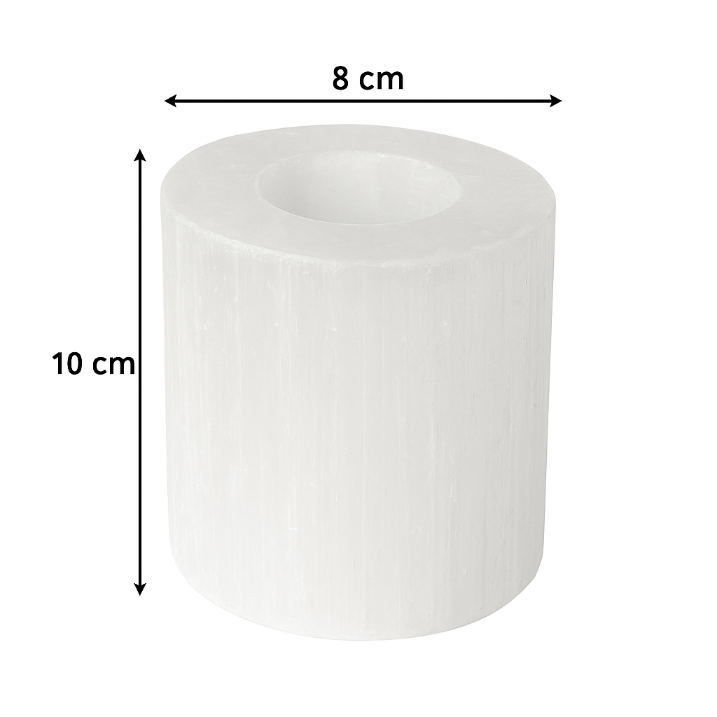 Selenite Tealight Candle Holder - Cylinder