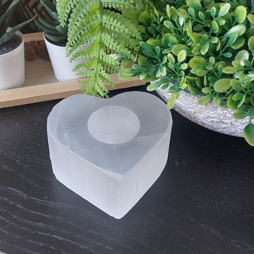 Selenite Tealight Holder - Heart Shape