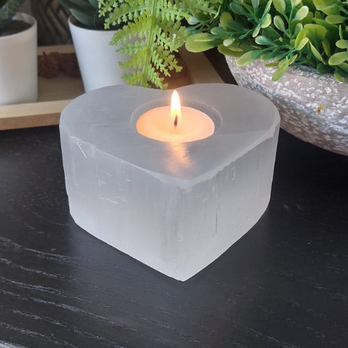 Selenite Tealight Holder - Heart Shape