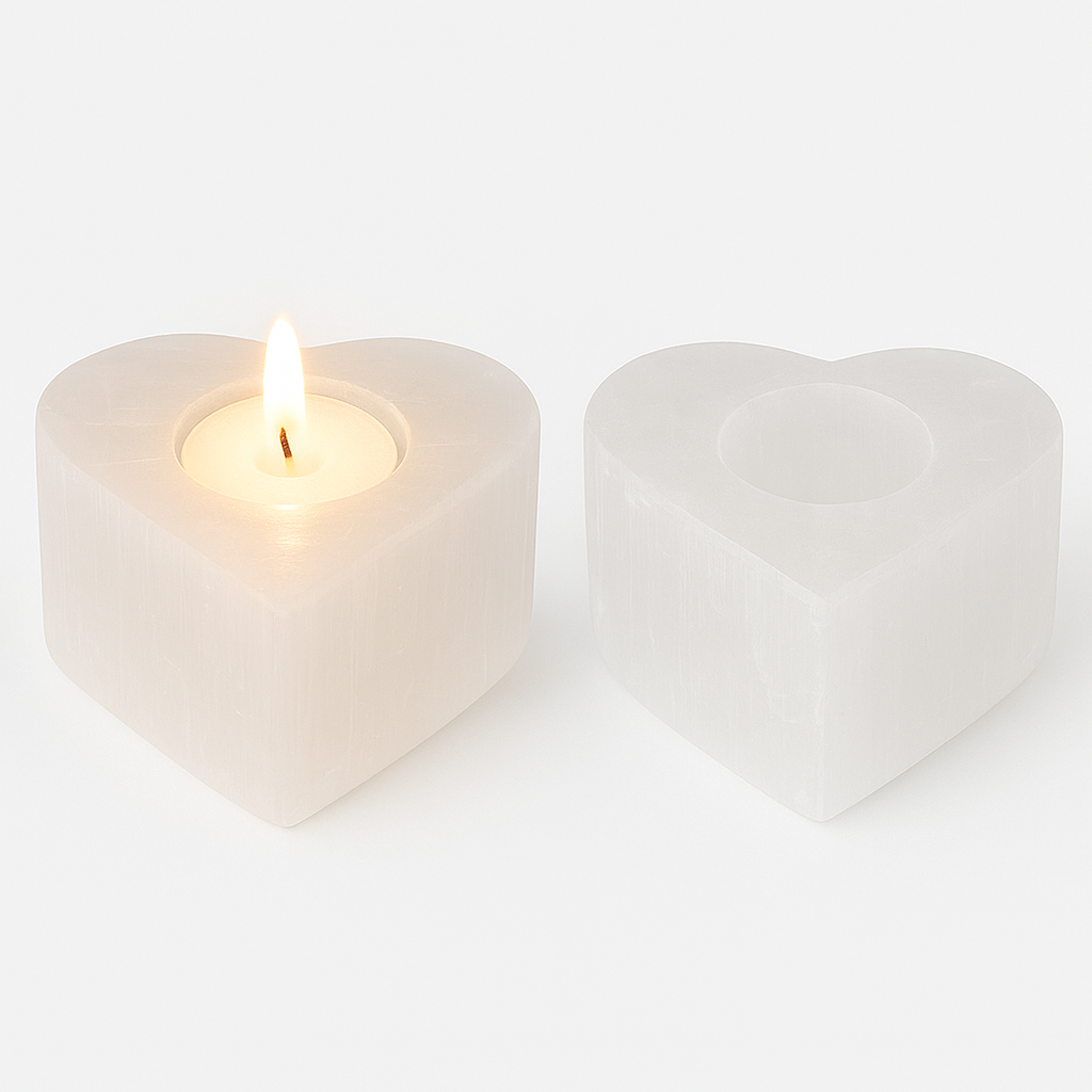 Selenite Tealight Holder - Heart Shape