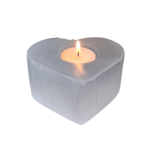 Selenite Tealight Holder - Heart Shape