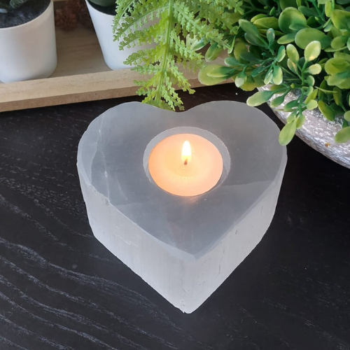 Selenite Tealight Holder - Heart Shape