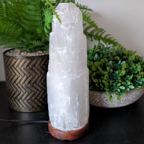 Selenite Crystal Tower Lamp - XL Large