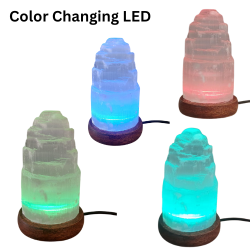 Selenite USB Tower Lamp - Multy Color LED - Himalayan         Glow