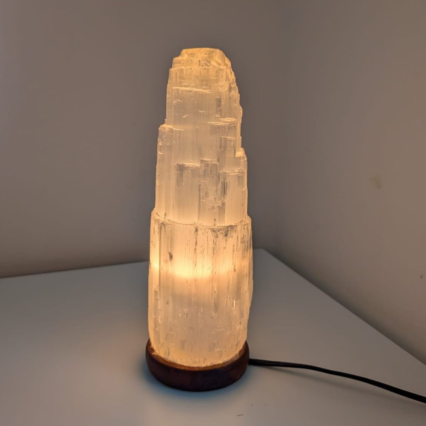Selenite Crystal Tower Lamp - XL Large