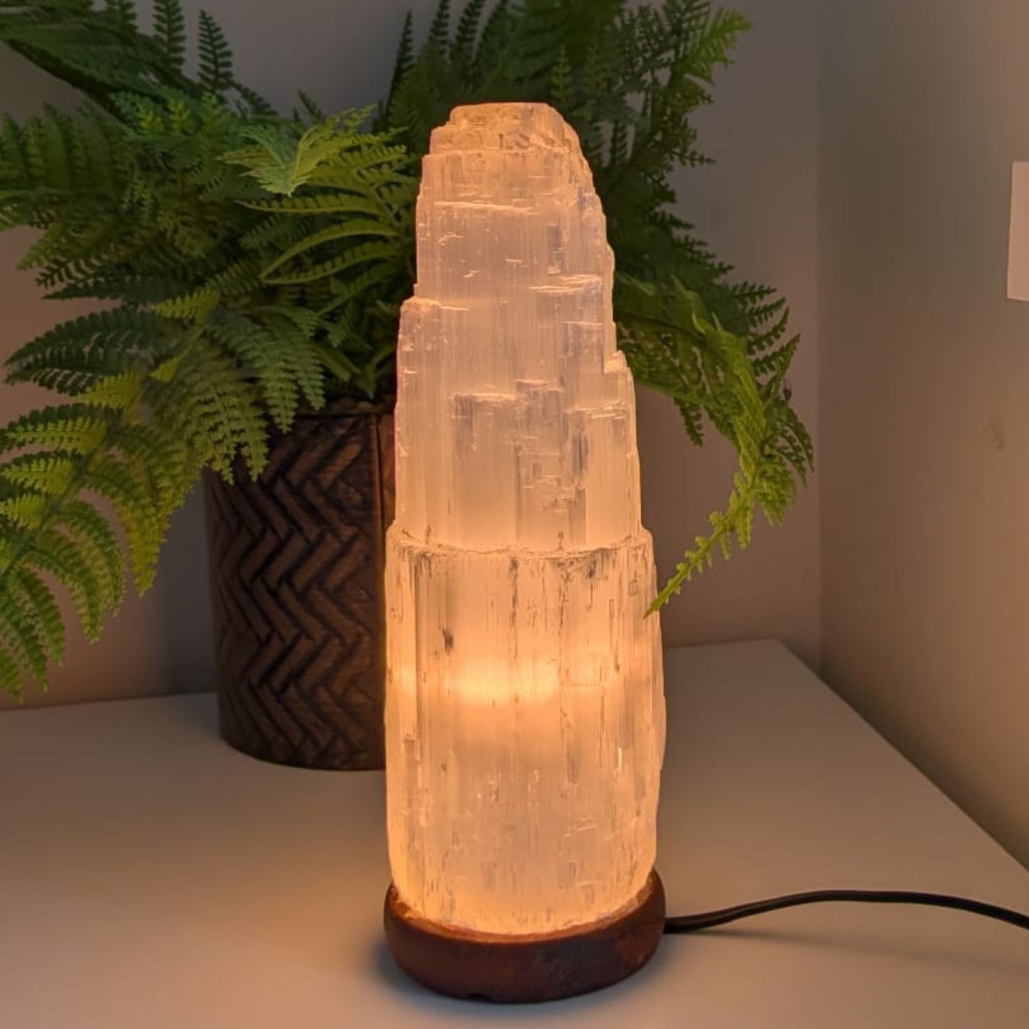 Selenite Crystal Tower Lamp - XL Large
